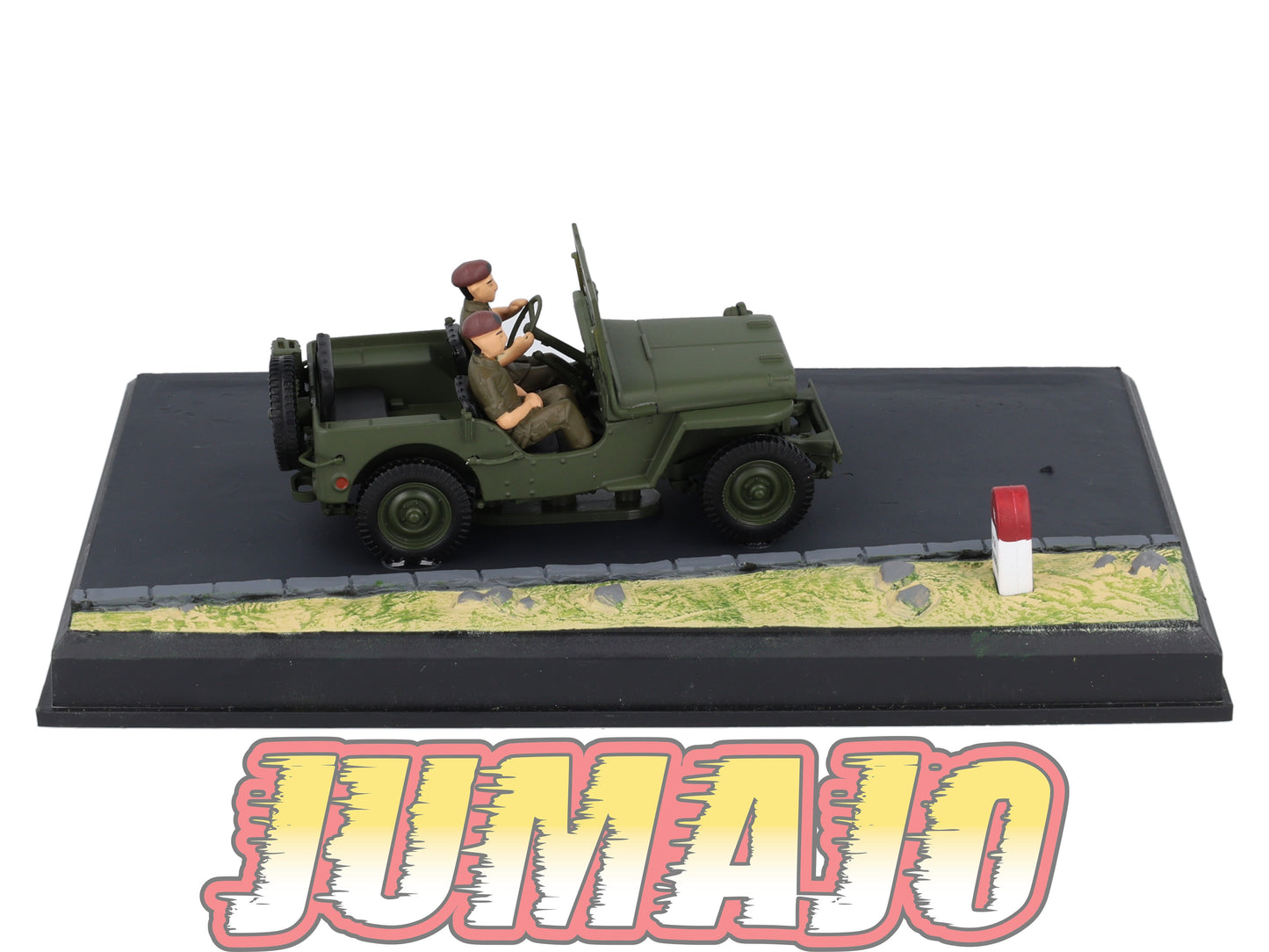 NB66 Voiture IXO 1/43 Diorama Route bleue JEEP Willys "Manoeuvre militaire"