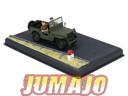 NB66 Voiture IXO 1/43 Diorama Route bleue JEEP Willys "Manoeuvre militaire"