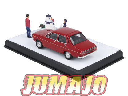 NB68 Voiture IXO 1/43 Diorama Route bleue RENAULT 12 "bonhomme de neige"