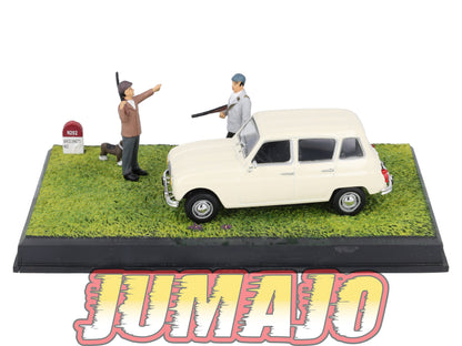 NB70 Voiture IXO 1/43 Diorama Route bleue RENAULT 4L "Une partie de chasse"