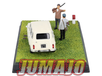 NB70 Voiture IXO 1/43 Diorama Route bleue RENAULT 4L "Une partie de chasse"