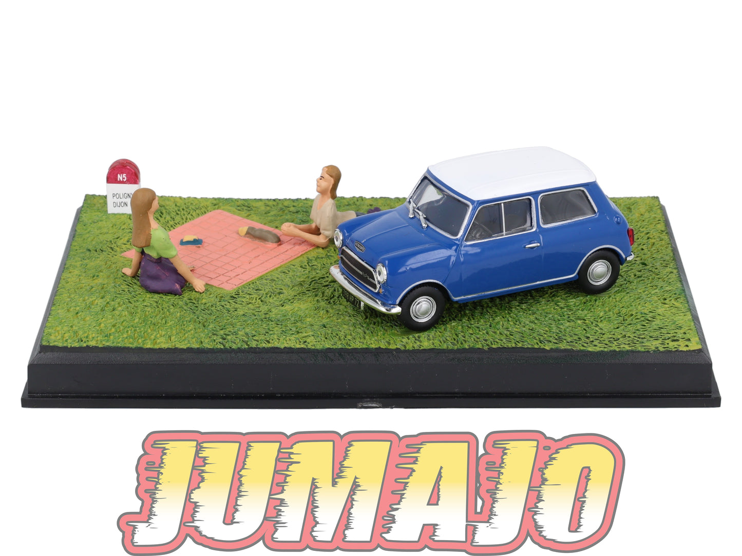 NB73 Voiture IXO 1/43 Diorama Route bleue AUSTIN Mini La partie de cartes