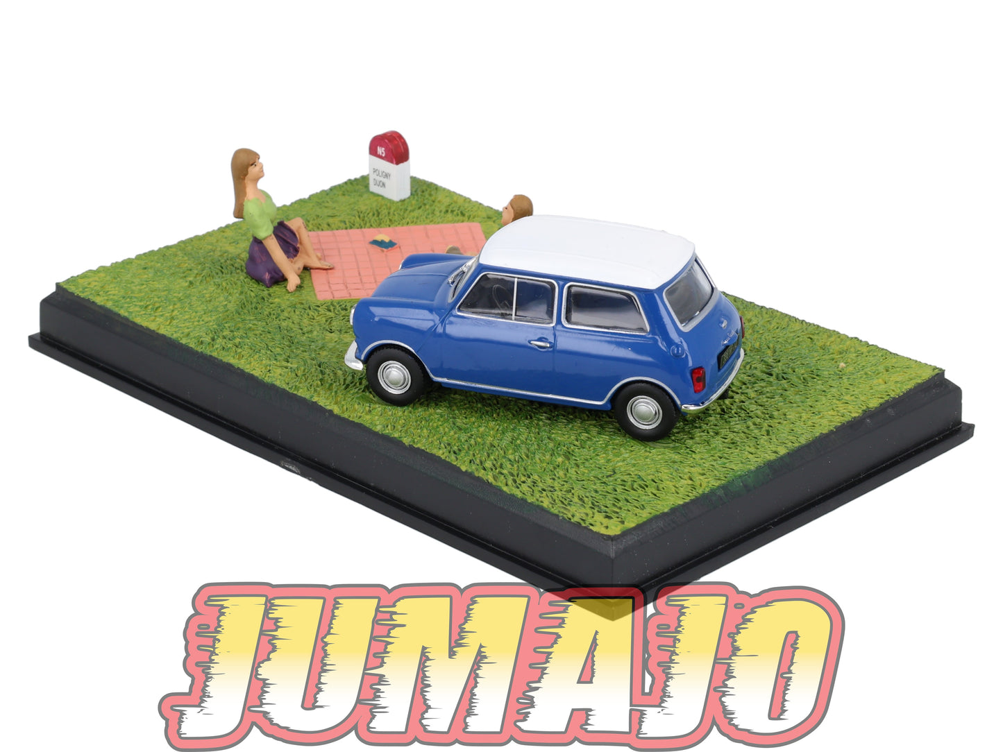 NB73 Voiture IXO 1/43 Diorama Route bleue AUSTIN Mini La partie de cartes