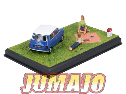 NB73 Voiture IXO 1/43 Diorama Route bleue AUSTIN Mini La partie de cartes