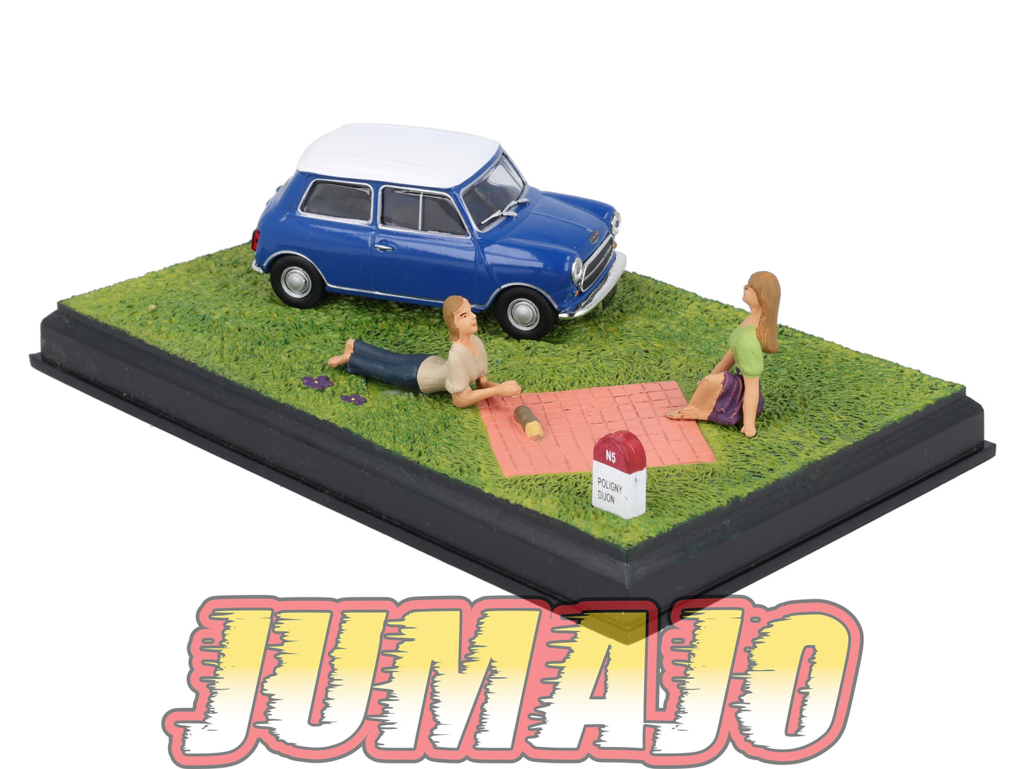 NB73 Voiture IXO 1/43 Diorama Route bleue AUSTIN Mini La partie de cartes