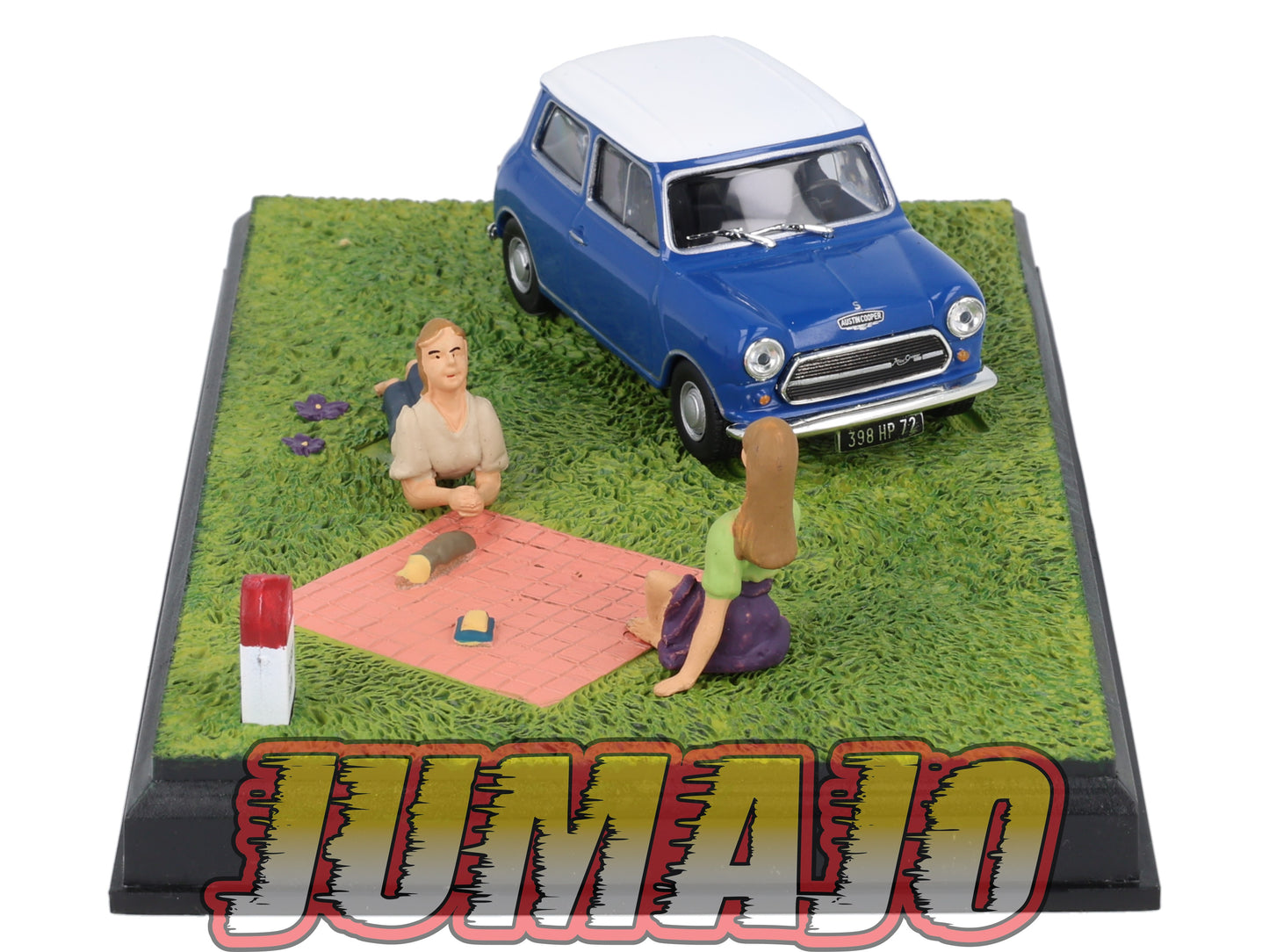 NB73 Voiture IXO 1/43 Diorama Route bleue AUSTIN Mini La partie de cartes