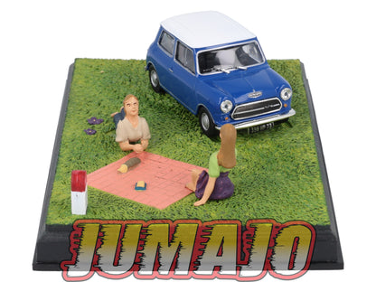 NB73 Voiture IXO 1/43 Diorama Route bleue AUSTIN Mini La partie de cartes