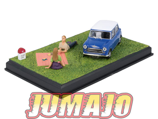 NB73 Voiture IXO 1/43 Diorama Route bleue AUSTIN Mini La partie de cartes