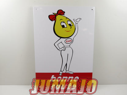 Lot de 3 PLAQUES PUBLICITAIRE tôlée embossée 20x30cm Esso Total Yacco Huile