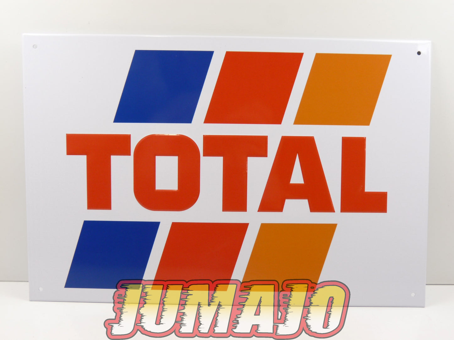 Lot de 3 PLAQUES PUBLICITAIRE tôlée embossée 20x30cm rond 20cm Elf Total Texaco Essence