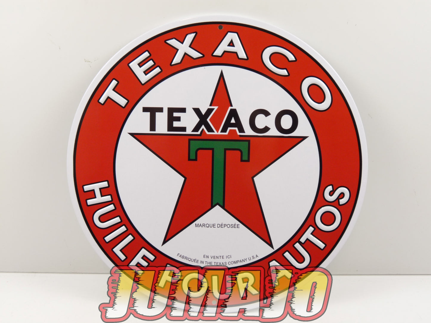 Lot de 3 PLAQUES PUBLICITAIRE tôlée embossée 20x30cm rond 20cm Elf Total Texaco Essence