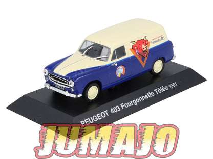 PEU59 Voiture 1/43 Hachette NOREV PEUGEOT : 403 Fourgonnette Tôlée Vache qui rit 1961