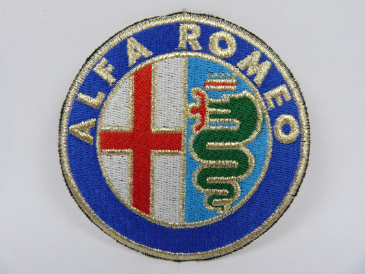 PTC22 Patch brodé thermocollé : logo Alfa Romeo Diamètre environ 8 cm
