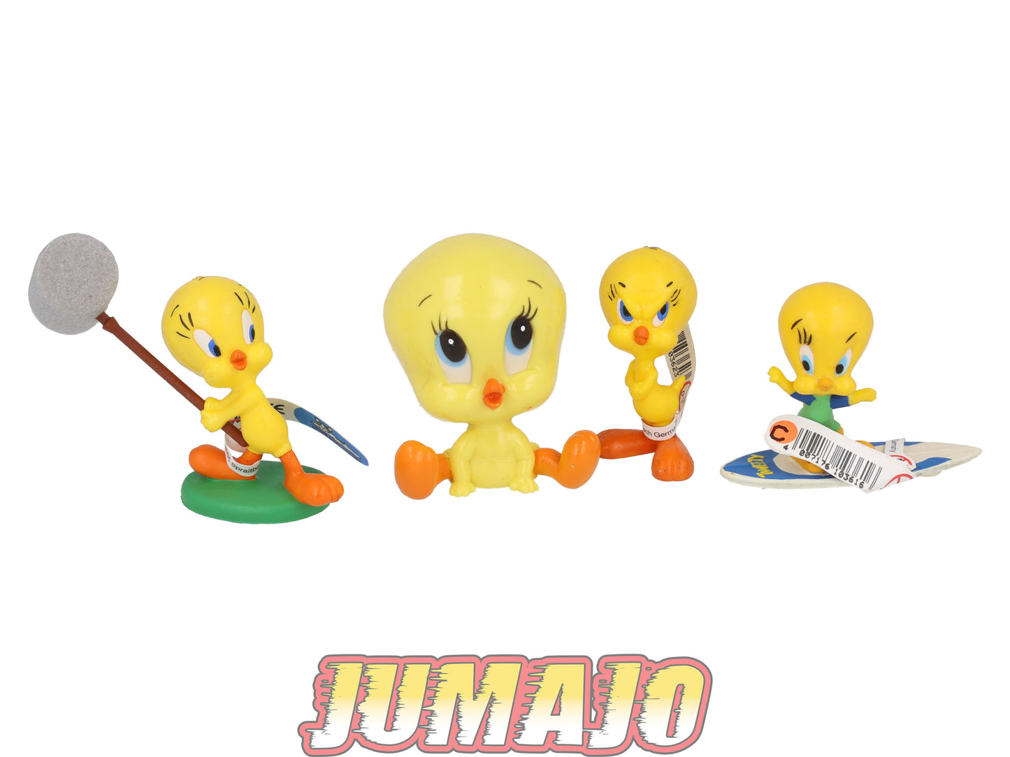 PVC16 Lot de 4 figurines PVC BULLY 7cm : Titi Tweety, surf & marteau