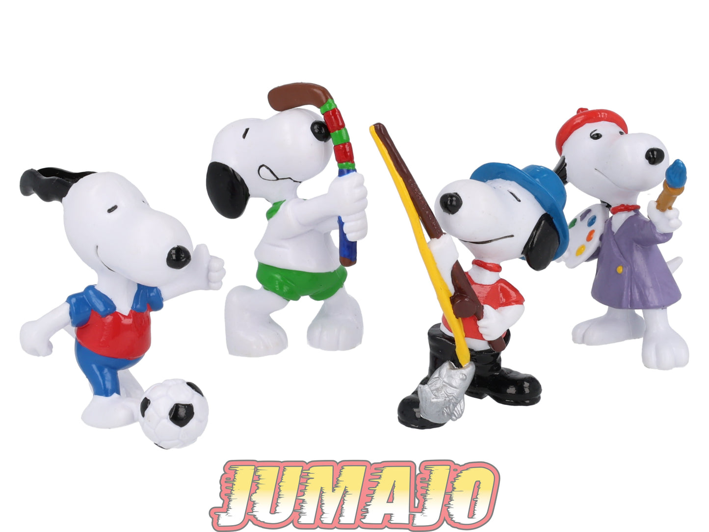 PVC1 Lot 4 figurines PVC SCHLEICH BD années 80 : SNOOPY peintre foot pêcheur