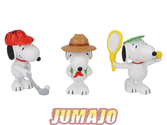 PVC7 Lot 3 figurines PVC MAIA & BORGES Snoopy Peanuts 6cm : Tennis, golf