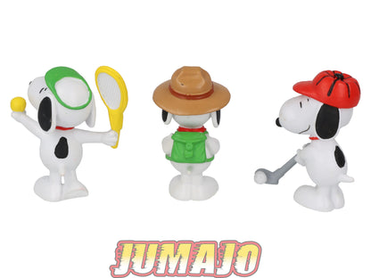 PVC7 Lot 3 figurines PVC MAIA & BORGES Snoopy Peanuts 6cm : Tennis, golf