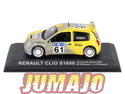 RCA18 voiture 1/43 IXO Altaya Rallye : RENAULT Clio S1600 B.Tirabassi 2003 #61