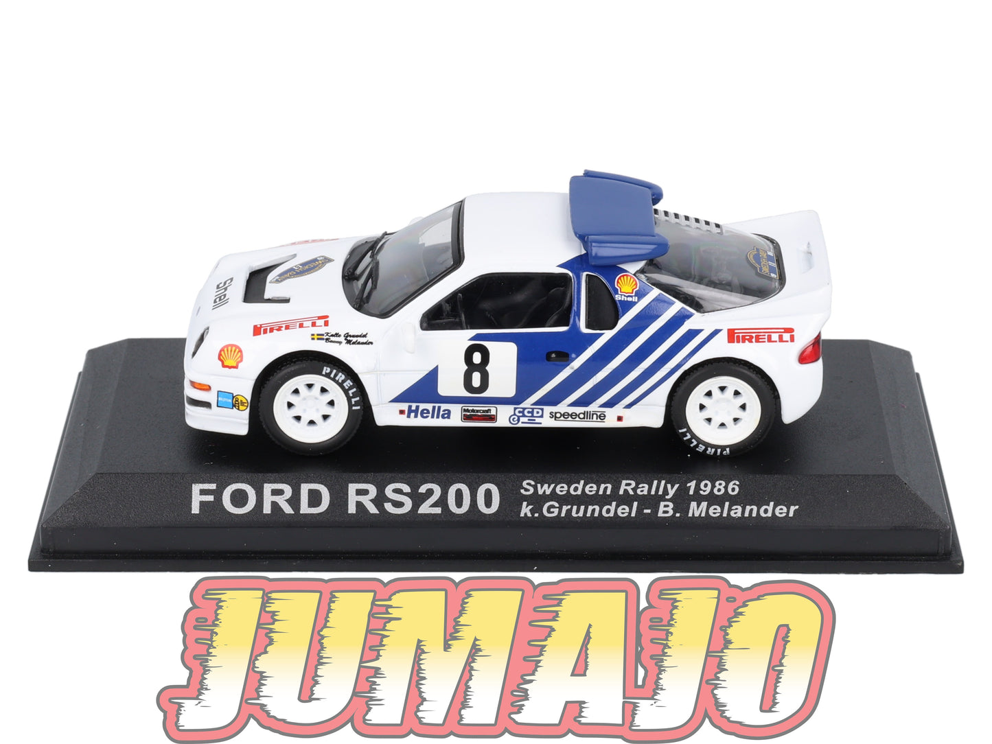 RCA37 voiture 1/43 IXO Altaya Rallye : FORD RS200 1986 #8  K.Grundel