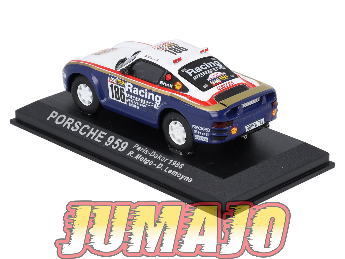 RCA44 voiture 1/43 IXO Altaya Rallye : PORSCHE 959 1986 #186 R.Metge