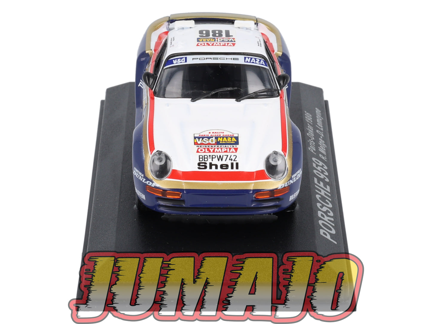 RCA44 voiture 1/43 IXO Altaya Rallye : PORSCHE 959 1986 #186 R.Metge