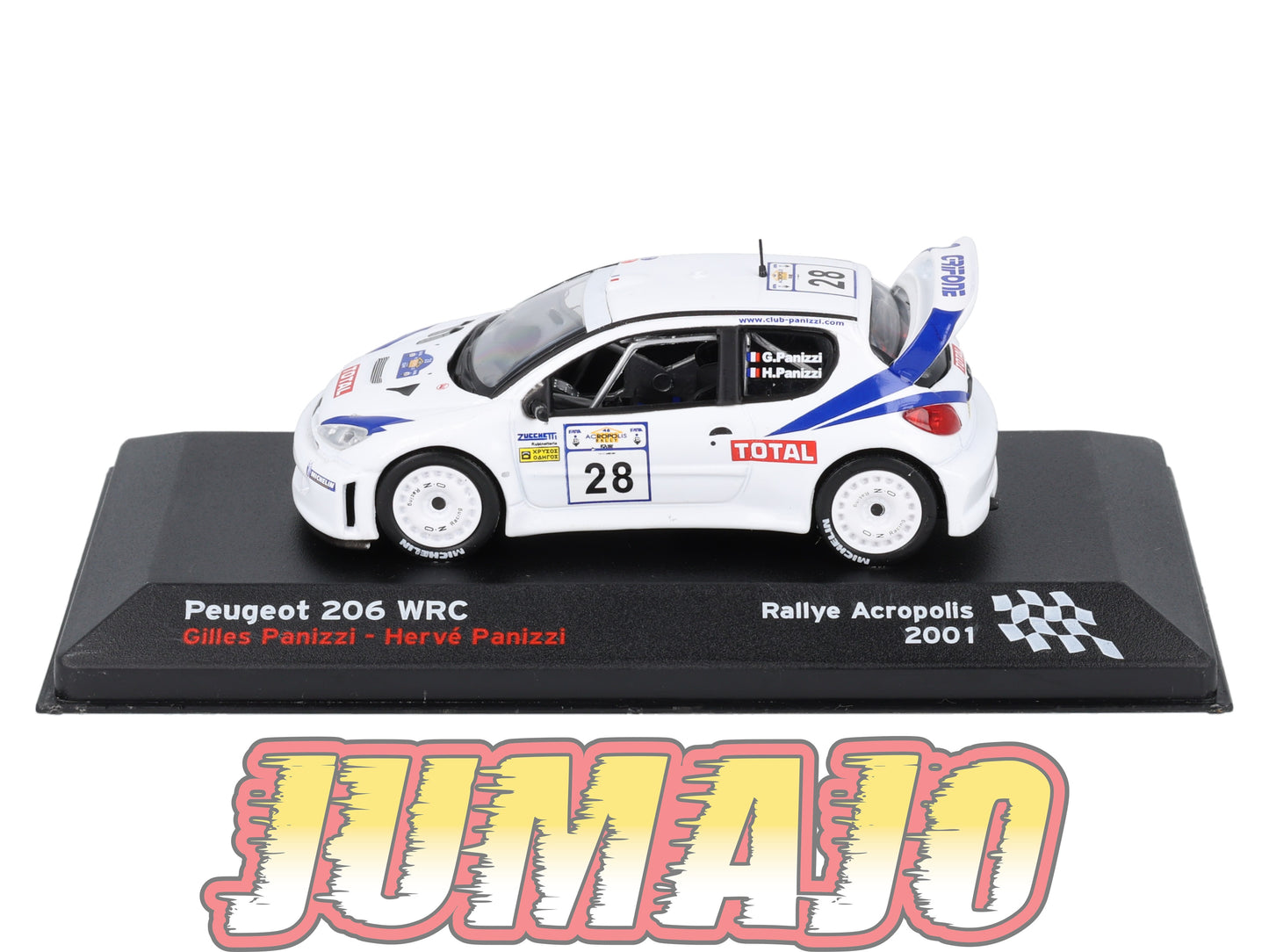 RFR50 voiture 1/43 IXO Rallye Française PEUGEOT 206 WRC G.Panizzi 2001 #28