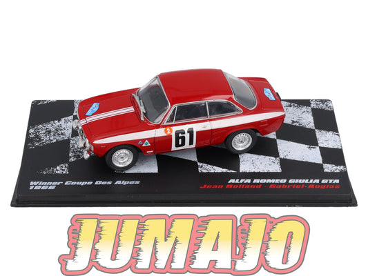 RVR65 1/43 Altaya Vainqueurs rallye ALFA ROMEO GIULIA GTA 1966 ROLLAN #61