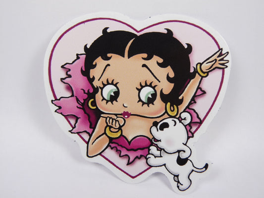 STK40 Sticker Autocollant : logo Betty Boop coeur Largeur 10 cm hauteur 9.9 cm