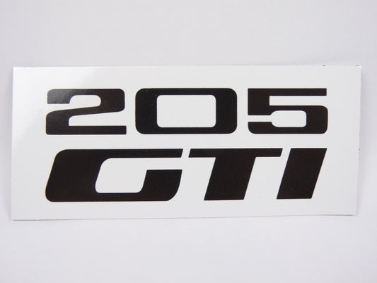 STK45 Sticker Autocollant : logo 205 GTI rectangle Largeur 14 cm hauteur 6.1 cm