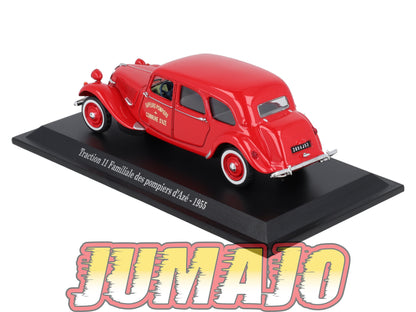 TRA1 Voiture 1/43 Atlas NOREV Traction 11 Familiale des pompiers d'Azé 1955