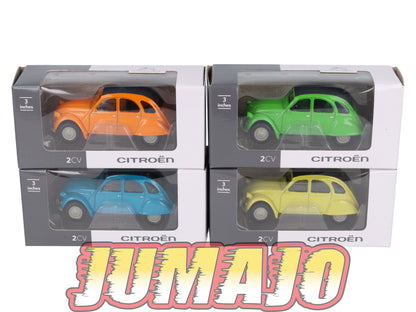 TRI105 4 X 3 inches 1/64 NOREV : 2CV CITROEN orange, jaune, vert & bleu