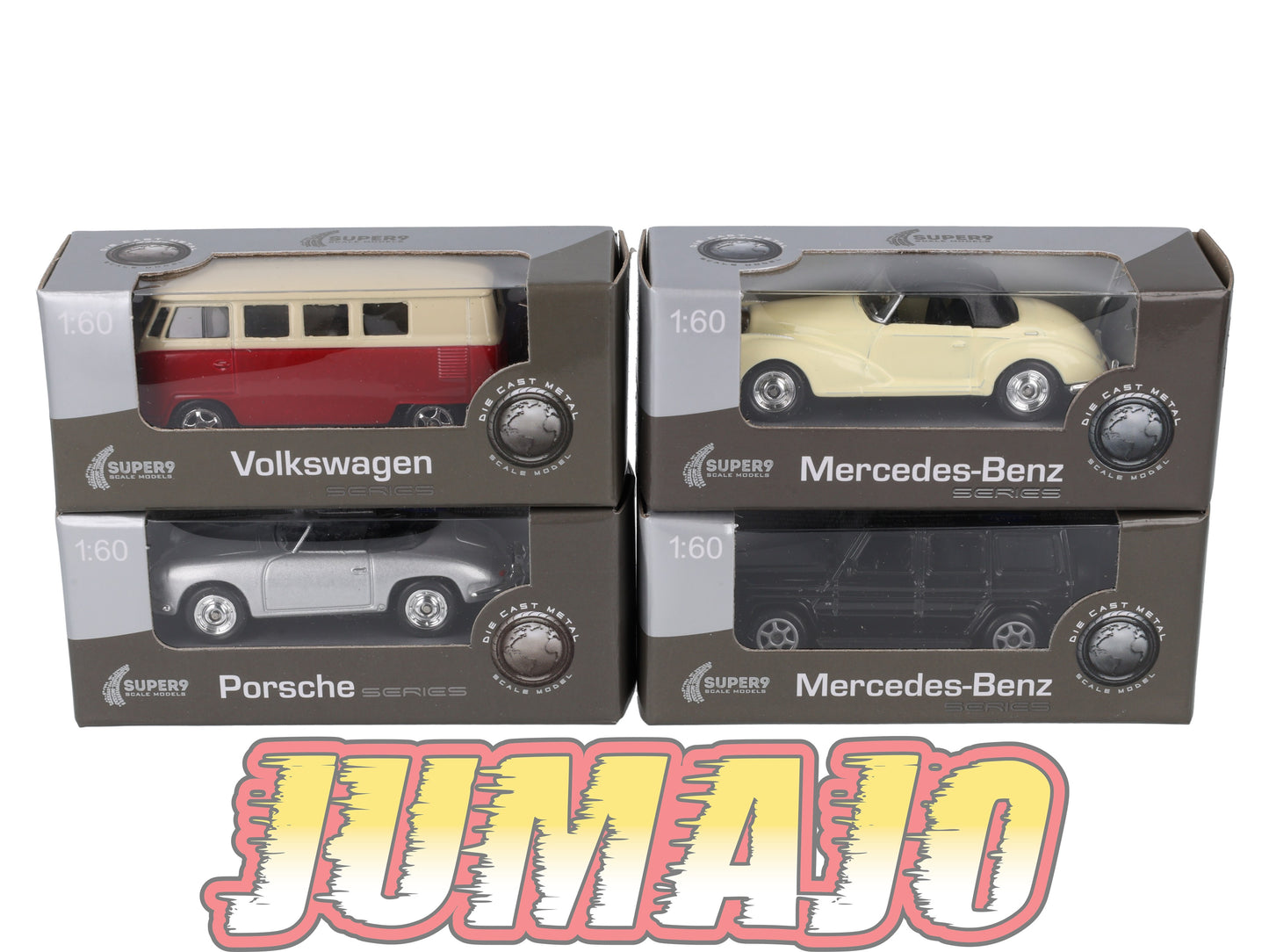 TRI121 Lot 4 X 3 inches Allemandes Welly : Mercedes, Volkswagen T1 , Porsche 356