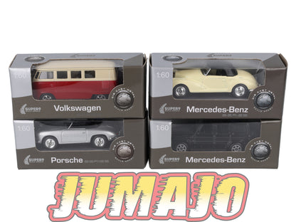 TRI121 Lot 4 X 3 inches Allemandes Welly : Mercedes, Volkswagen T1 , Porsche 356