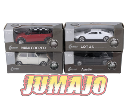 TRI122 Lot 4 X 3 inches Anglaise Welly : Mini Cooper, Austin Fx4, Lotus Esprit