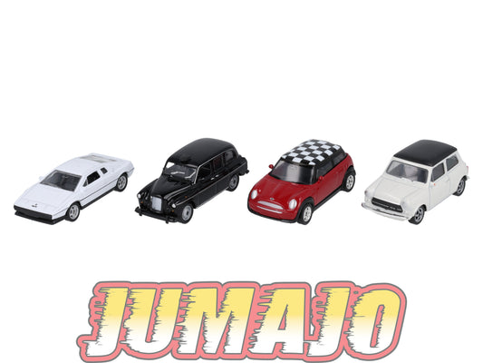 TRI122 Lot 4 X 3 inches Anglaise Welly : Mini Cooper, Austin Fx4, Lotus Esprit