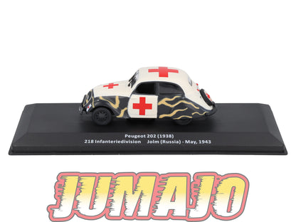 VM102 Voiture 1/43 IXO Altaya Militaires PEUGEOT 202 Croix Rouge Russie 1943