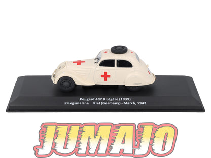 VM104 Voiture 1/43 IXO Altaya Militaires PEUGEOT 402B Légère Croix Rouge Allemagne 1942