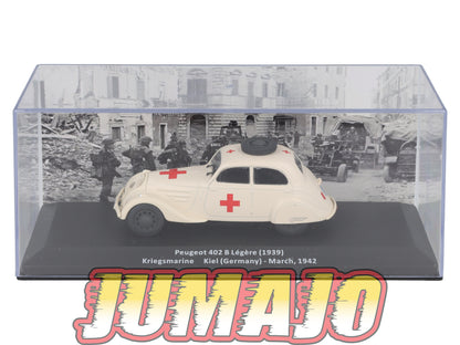 VM104 Voiture 1/43 IXO Altaya Militaires PEUGEOT 402B Légère Croix Rouge Allemagne 1942