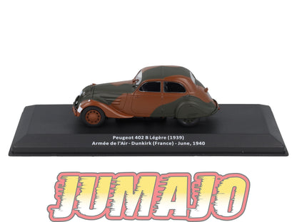 VM58 Voiture 1/43 IXO Altaya Militaire : PEUGEOT 402B Légère Armée de l'Air France 1940