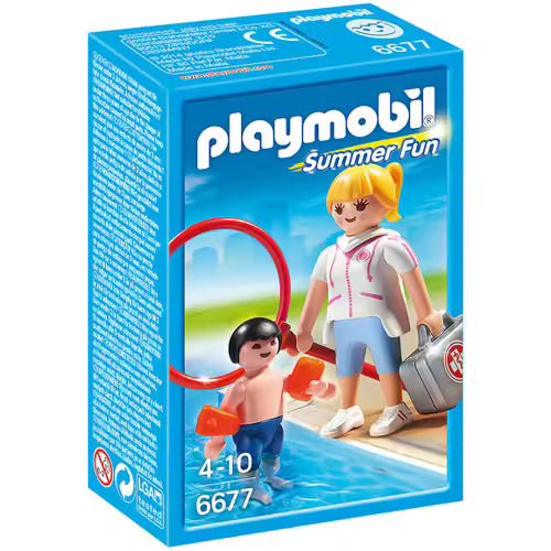 PLY41 PLAYMOBIL Summer Fun : Maître nageur + enfant 6677