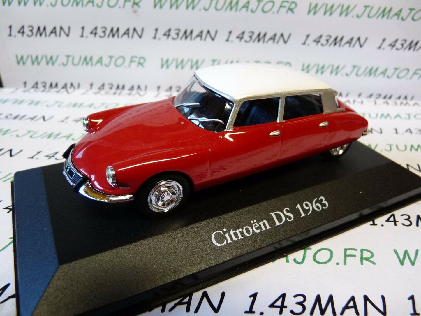 CH5 Voitures 1/43 Mythiques Atlas Chapatte : CITROËN DS 1963 rouge toit blanc