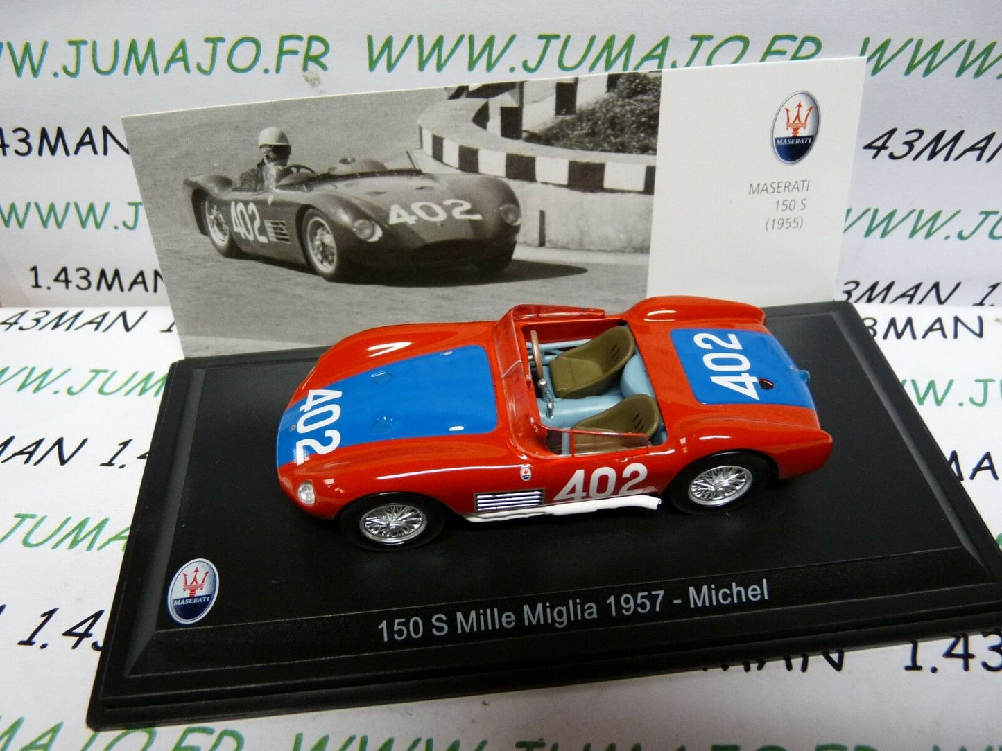 MAS41 voiture 1/43 LEO models MASERATI 150 S Mille Miglia 1957 Michel #402