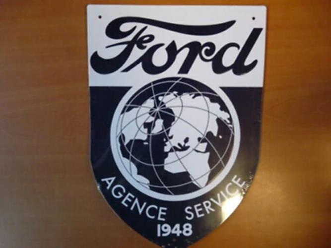 PB13 PLAQUE PUBLICITAIRE tolée age d'or Automobile : FORD Agence Service 1948