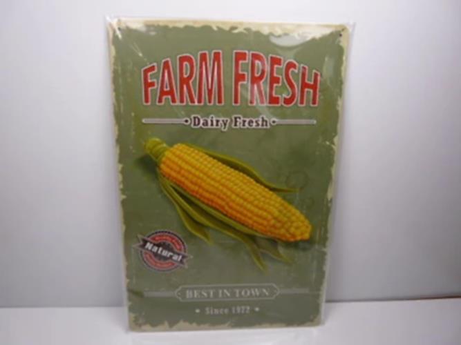 PA78 PLAQUES TOLEE vintage 20 X 30 cm : Farm Fresh maïs