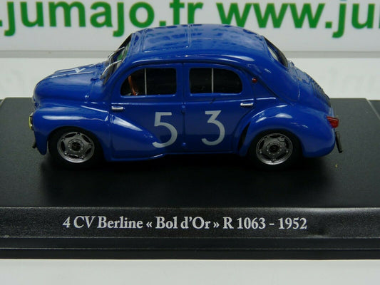 4CV22 voiture 1/43 Eligor renault : 4 CV BERLINE TYPE R 1063 Bol d'Or 1952