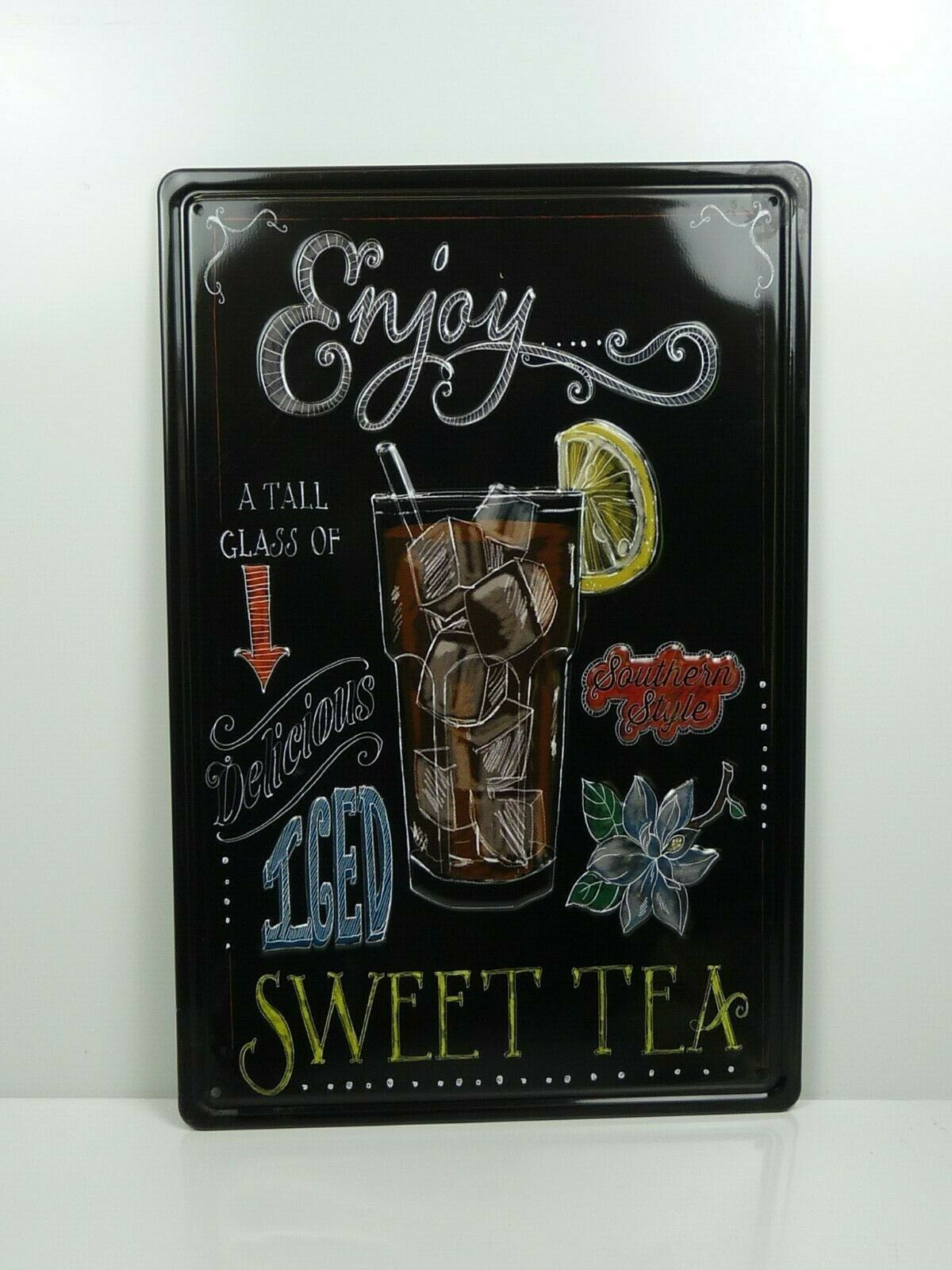 PA22 PLAQUES TOLEE vintage 20 X 30 cm : Enjoy Iced Sweet Tea