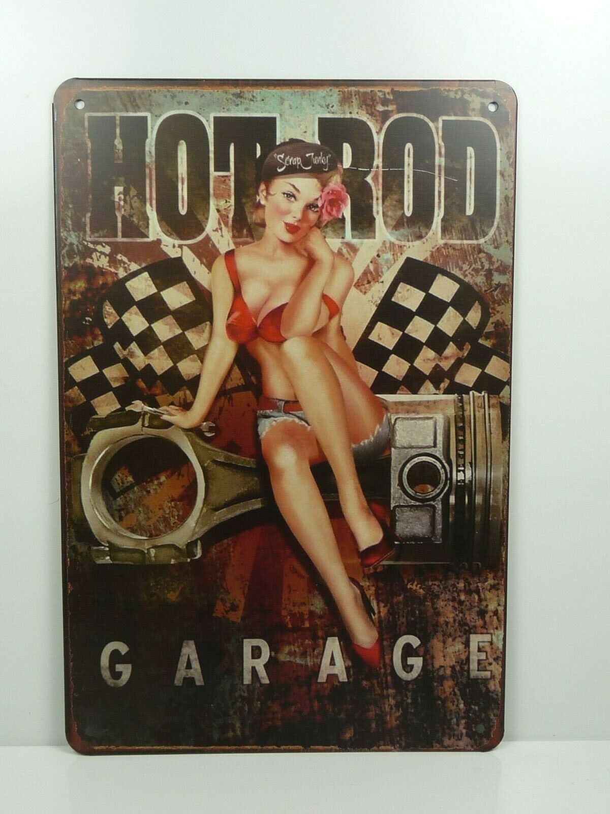 PA2 PLAQUES TOLEE vintage 20 X 30 cm : Pin'up Hot Rod