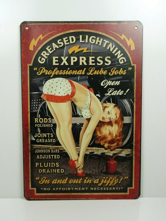 PB90 PLAQUES TOLEE vintage 20 X 30 cm : Pin'up Greased Lightning Express
