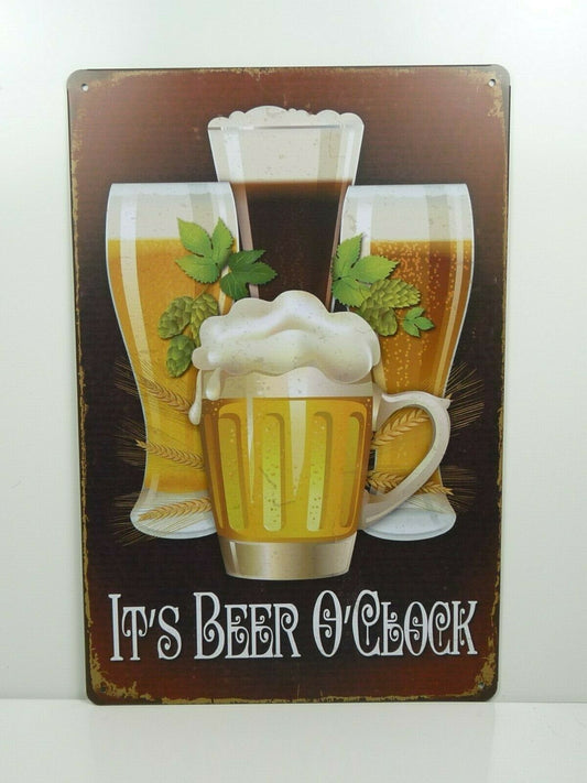 PB75 PLAQUES TOLEE vintage 20 X 30 cm : It's Beer O'Clock