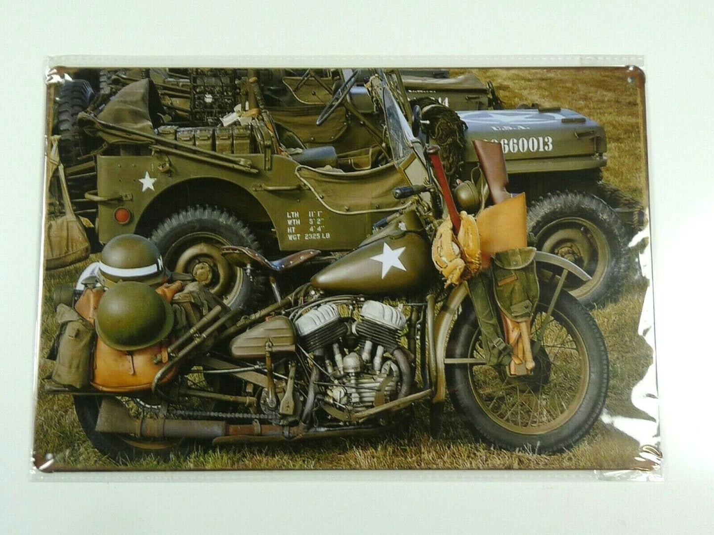 PB74 PLAQUES TOLEE 20 X 30 cm : ARMY MOTORCYCLE